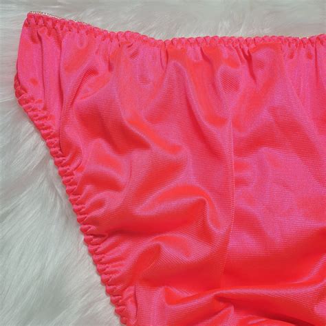 vintage silky nylon panties neon pink bikini sissy lace brief size 8 hip 42 46 ebay