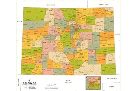 Buy Colorado Zip Code Map With Counties Online