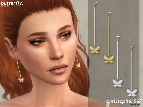 The Sims Resource Butterfly Earrings By Christopher067 • Sims 4 Downloads