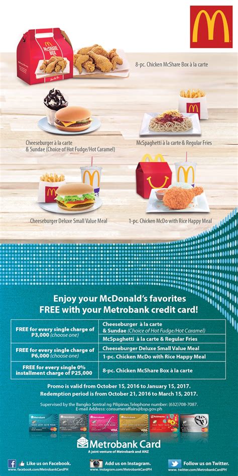 Check spelling or type a new query. Manila Life: McDonald's treats with your Metrobank credit card spends