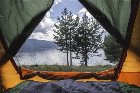 View From Inside The Tent Stock Photo Containing Tent And Camping