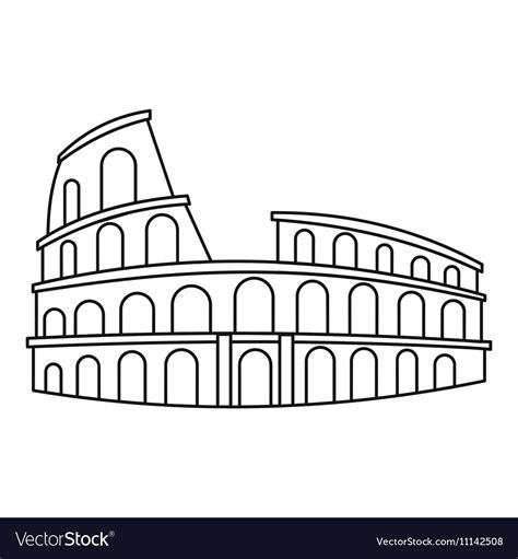 Colosseum In Rome Icon Outline Style Royalty Free Vector