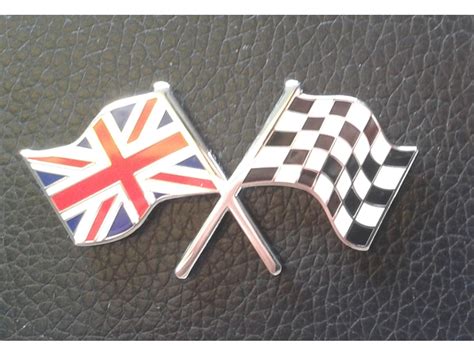Enameled Union Jack And Checkered Flag Self Adhes