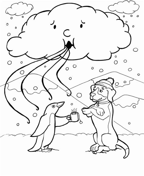 Cold Weather Coloring Pages Kids Drawing Clipart Sketch Printable