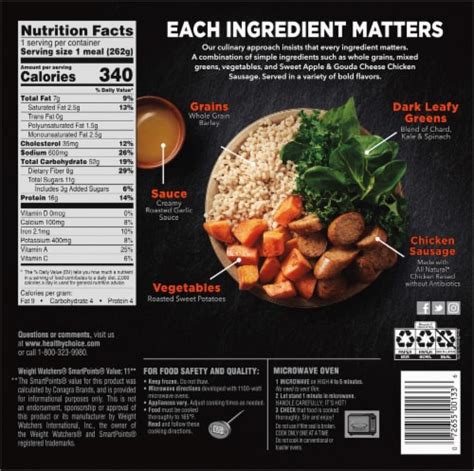 Healthy Choice Power Bowls Chicken Sausage Barley Frozen Meal