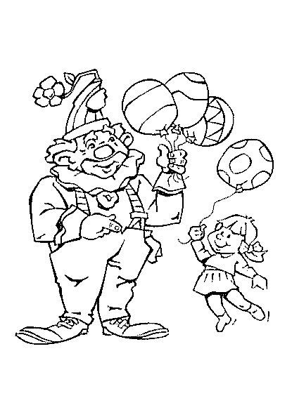 Ein clown hält ballon und kuchen. Clowns Malvorlagen - Malvorlagen1001.de