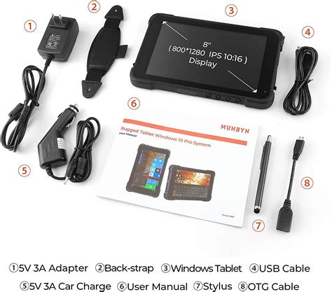 Buy Munbyn Rugged Tablet 8 Inch Industrial Tablet Pc Windows 10 64 Bit
