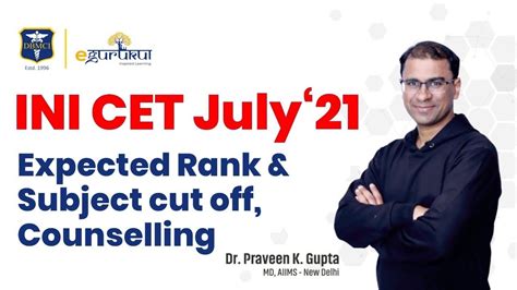 Ini Cet July 2021 Expected Rank And Subject Cut Off Counselling Dr