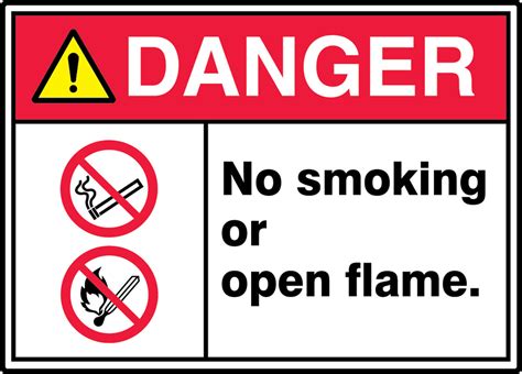No Smoking Or Open Flame Ansi Iso Danger Safety Sign Mrmk