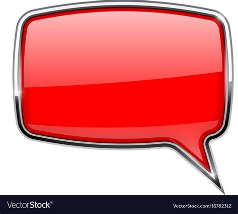 Speech Bubble Square Red 3d Icon With Chrome Vector Image