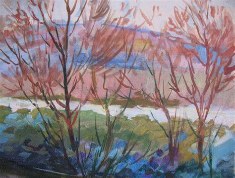 River Landscape Early Spring Oil Painting On Harboard Panel Etsy Uk