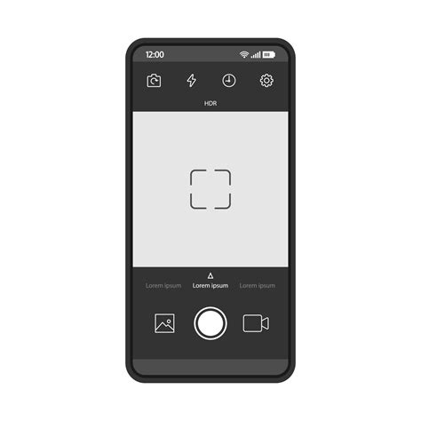 Smartphone Camera Interface Vector Template Mobile App Interface Black
