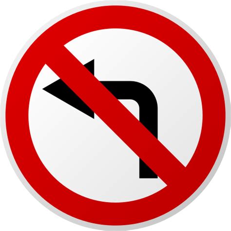Guide Icon No Left Turn Icon Prohibitory Icon Road Sign Icon