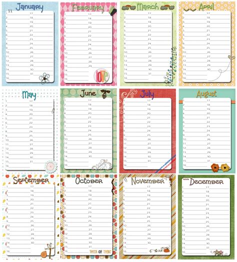 Grated Perpetual Birthday Calendar Wprintable