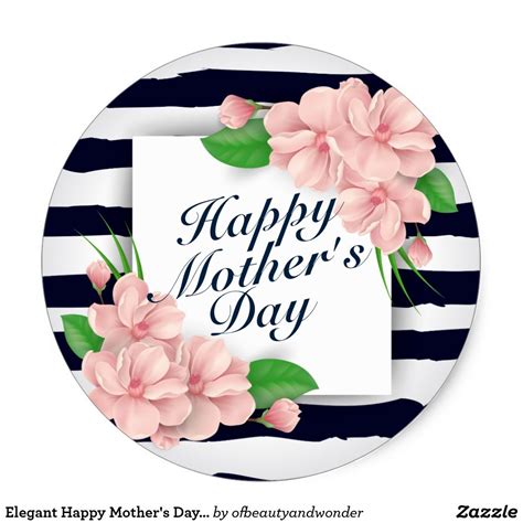Elegant Happy Mothers Day Floral Frame Sticker Zazzle Happy