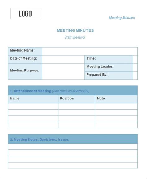 13 Meeting Minute Templates Free Sample Example Format