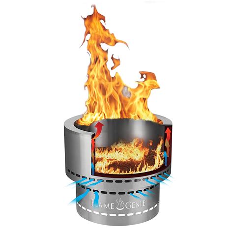 Breeo also offers a grill that works with this fire so you're able to grill burgers and steaks while you hang out with your friends. Flame Genie - Wood Pellet Smokeless Fire Pit