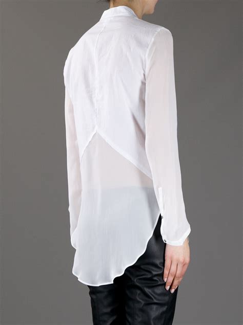 Lyst Helmut Lang Sheer Sleeve Blouse In White