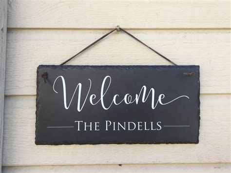 Outdoor Welcome Sign Slate Welcome Sign Custom Name Plaque