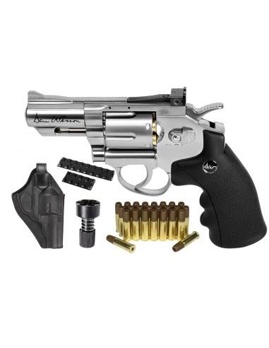 Revolver Dan Wesson 2 5 Níquel Full Metal CO2 de Postas Calibre 177 4