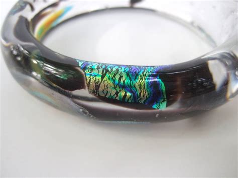 Artisan Hand Blown Glass Bangle Bracelet C 1990 At 1stdibs Blown Glass Bracelets Glass Bangle