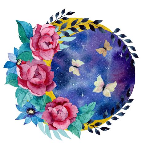 Flower Moon Clipart Unique Items Products Etsy Clip Art