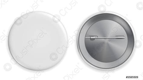 Blank White Badge Vector Realistic Illustration Clean Empty Pin Button