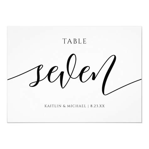 Flair Wedding Table Number 7 Black This Trendy Calligraphy Table