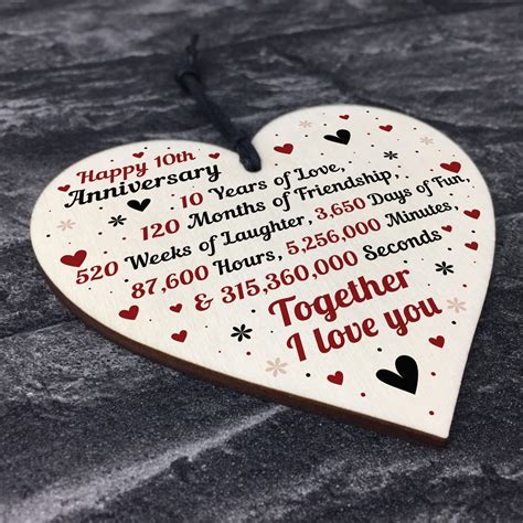 From paper to wood, sterling silver to gold, find the perfect wedding anniversary gifts for your special milestone. 10th Wedding Anniversary Gift For Him Her Wood Heart Keepsake