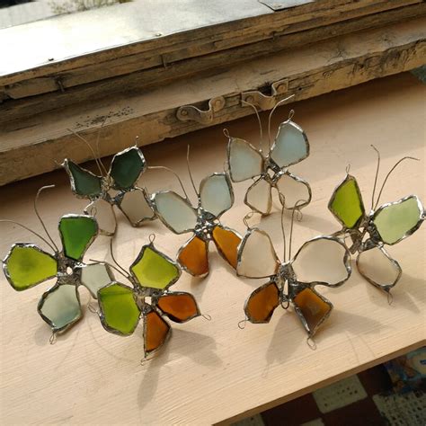 Sea Glass Butterflies To Decorate Lamp Shades Sea Stained Etsy