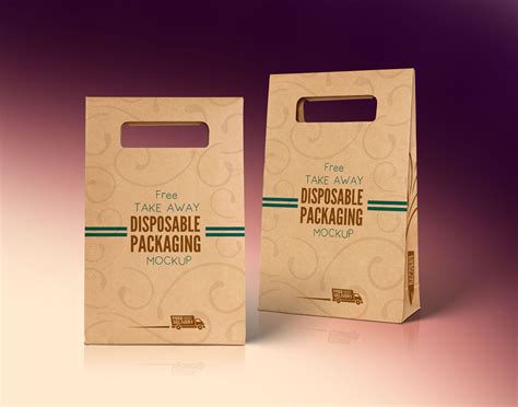 kraft paper disposable food bag packaging mockup psd good mockups