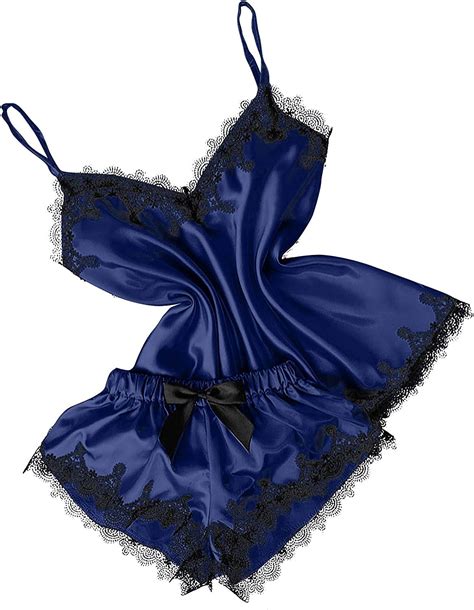 Dallas Mall Women Satin Silk Lace V Neck Sleepwear Set Lingerie Pajamas Sexy