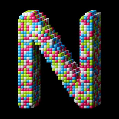 Premium Photo 3d Pixelated Alphabet Letter N Made Of Glossy Cubes