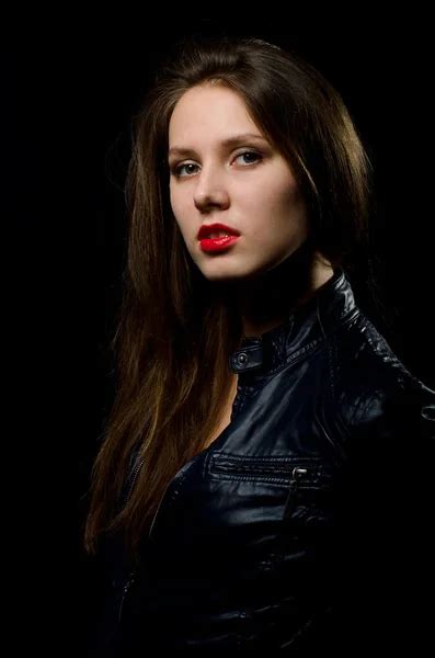 Beautiful Girl In Leather Jacket Stock Photo By ©uminov 128455036