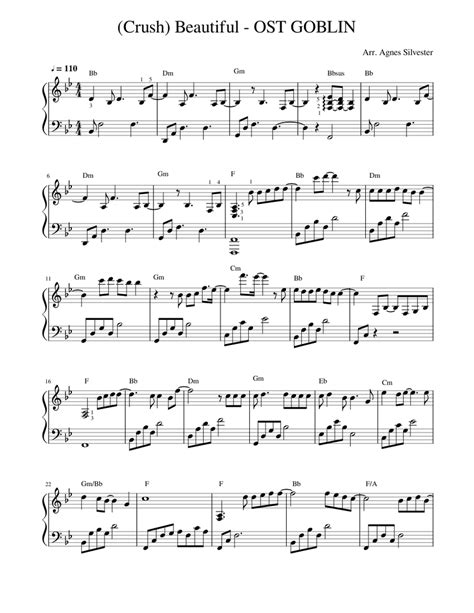 Beautiful Crush Ost Goblin Sheet Music For Piano Solo Easy