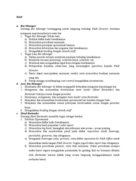 Tugas dan tanggung jawab chief accountant chief accountant adalah jabatan setingkat pengelola di suatu perusahaan terutama bertanggun. Tugas Dan Tanggung Jawab Per Section
