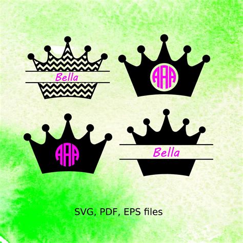 Monogram Princess Crown Svg