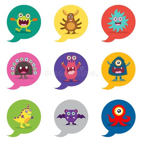 Cute Monster Bubble Speech Stock Vector Illustration Of Accessories