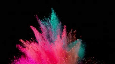 Super Slow Motion Colored Powder Explosion Isolated Black Background