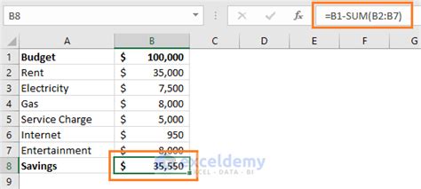 How To Subtract In Excel Using Formula