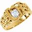 14k Yellow Gold Mens Nugget Solitaire Diamond Ring Band 1/2 Ctw 
