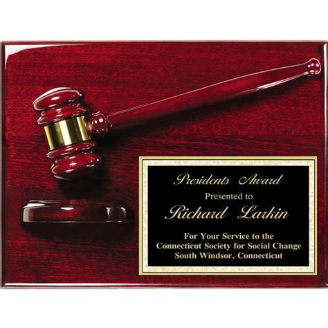 Gavel And Sounding Block Award Plaque In Piano Finish Awardmakers