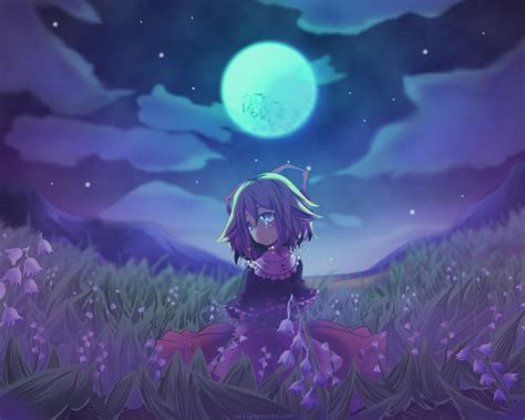 Anime Girls Touhou Medicine Melancholy Stars Moon Crying Field