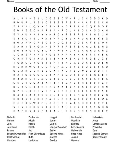 Books Of The Old Testament Word Search Wordmint