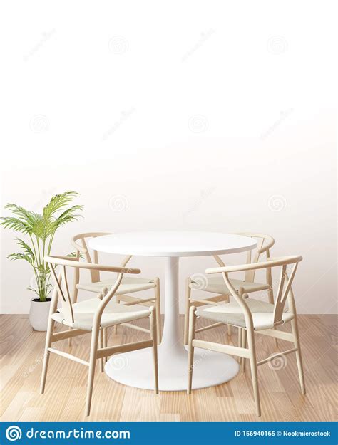 Dining Table Copy Space White Background Side View Stock Illustration