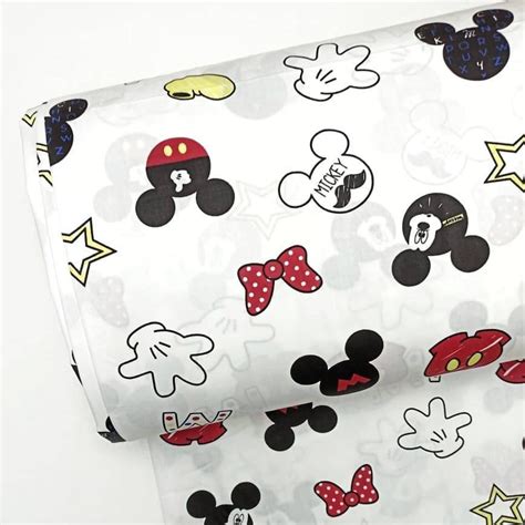 Mickey Mouse Fabric Cotton Fabric By The Yard 100 Cotton Kid Etsy