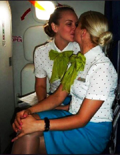 ️☥d 2☥ ️ Lesbians Kissing Airline Cabin Crew Mile High Club Lovely