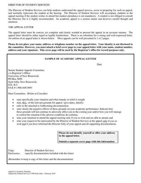 Academic Appeal Letter Sample Templates At