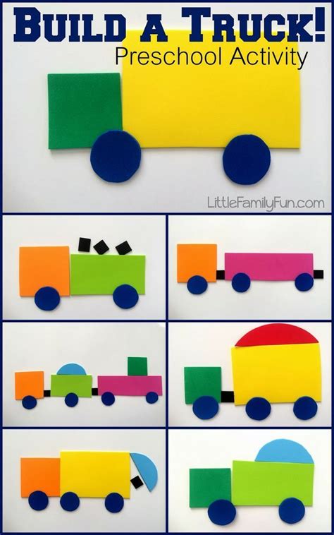 Here comes the fire truck, driving down the street. Building or making trucks, trains, or cars is a fun way to learn and review 2-D shapes with ...