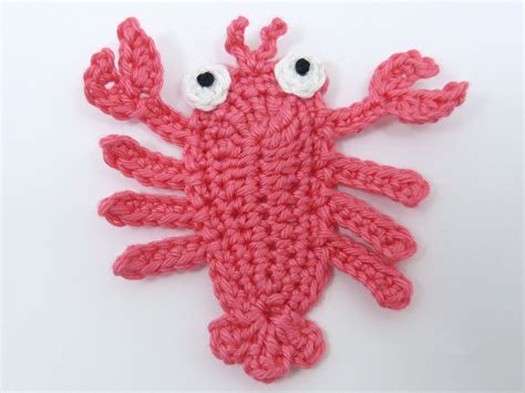 Crochet Sea Life Crochet Applique 1 Pink Applique Lobster